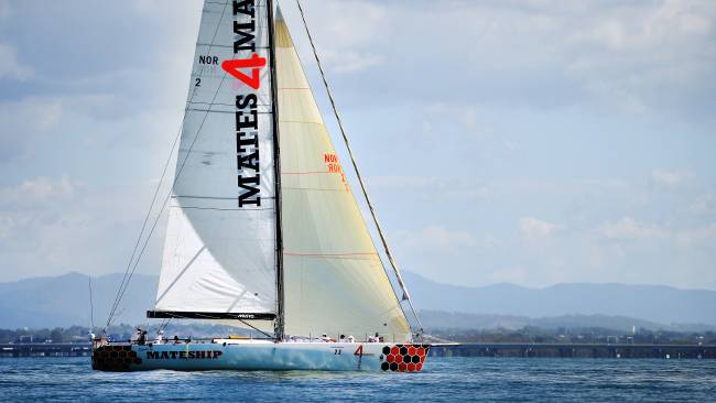 A man and woman have been rescued from yacht the Spirit of Mateship after it became stranded off the NSW coast in wild weather on Monday afternoon. Picture Tara Croser