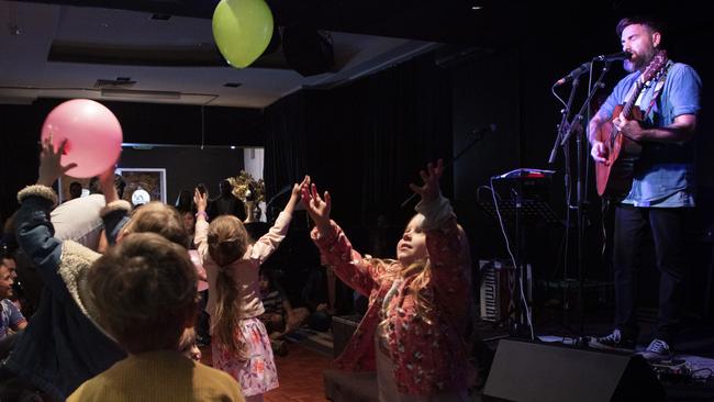 Young music fans enjoying Josh Pyke’s set at Small Fry Rock. Picture: Chris Pavlich