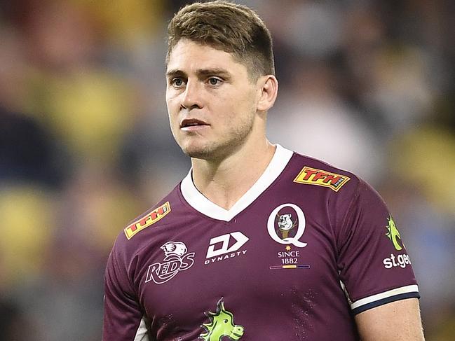 TOWNSVILLE, AUSTRALIA - MAY 29: James O'Connor of the Reds looks on during the round three Super Rugby Trans-Tasman match between the Queensland Reds and the Chiefs at Queensland Country Bank Stadium on May 29, 2021 in Townsville, Australia. (Photo by Ian Hitchcock/Getty Images)