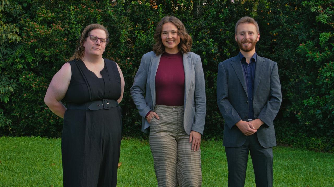 Greens candidates Maddie Slater (Corio ward), Emilie Flynn (Kardinia) and Joey Nicita (Hamlyn Heights) signed the pledge. Picture: Supplied.