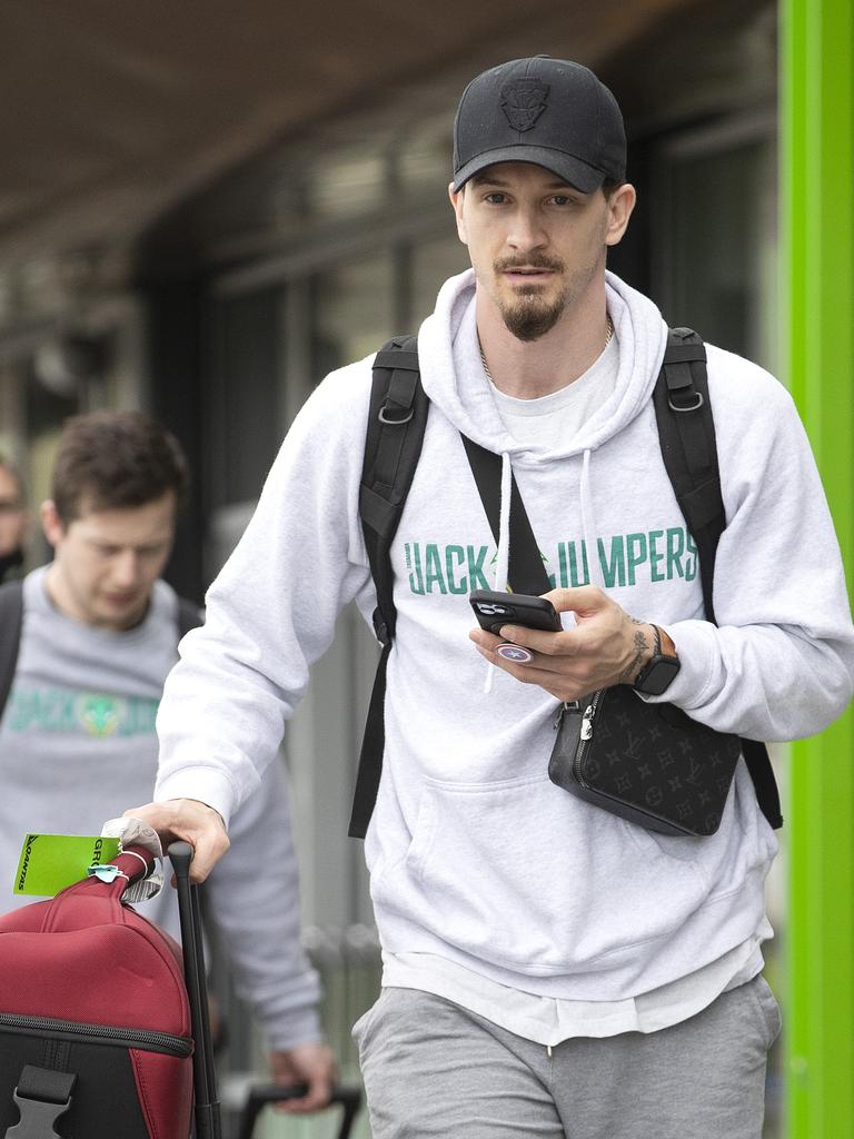 JackJumpers Josh Adams returns to Hobart after their loss to the Sydney Kings. Picture: Chris Kidd