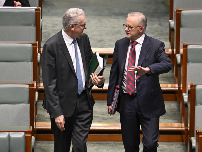 Prime Minister Anthony Albanese with Tony Burke. Picture: NewsWire / Martin Ollman