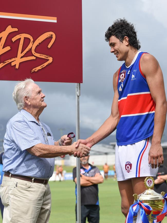 Caiden Gardiner of the Centrals Trinity Beach Bulldogs won the Development best on ground for AFL Cairns grand final. Picture: Supplied