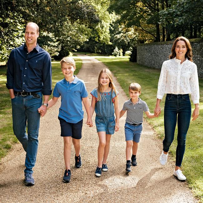 Prince William, Prince George, Princess Charlotte, Prince Louis and the Princess of Wales in Norfolk earlier this year. The photo has been chosen for their 2022 Christmas card. Picture: Matt Porteous