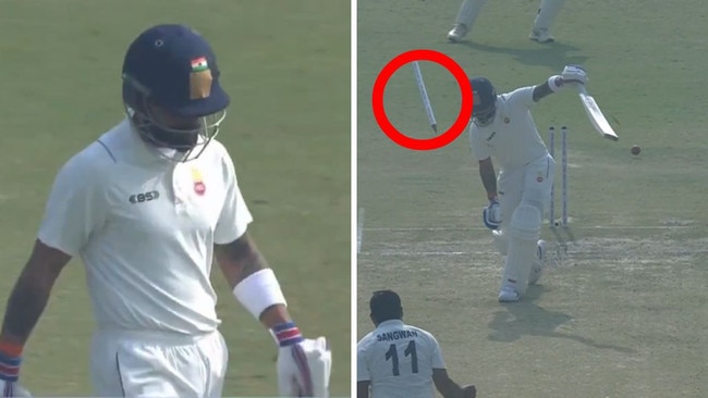 Virat Kohli's stump went flying in the Ranji Trophy.