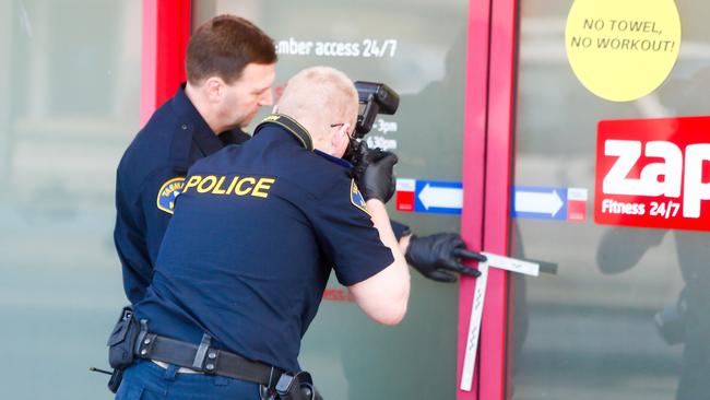 Police investigate a "random" knife attack at Zap Fitness in Kings Meadows. Picture: PATRICK GEE