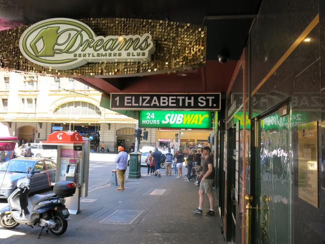 Dreams Gentlemen’s Club on Elizabeth St, in Melbourne’s CBD. Picture: AAP/Alex Murray