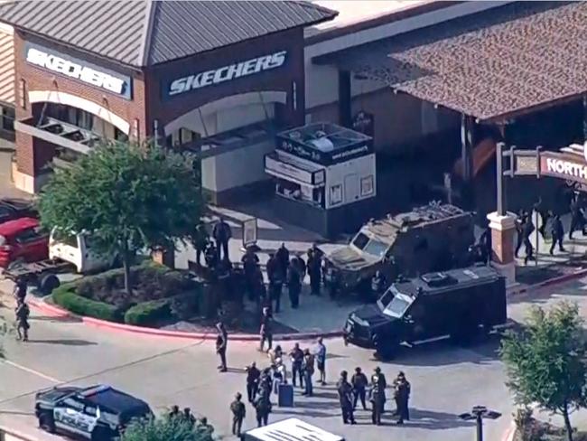 **MUST CREDIT: ABC Affiliate WFAA***Police respond to a shooting in the Dallas area's Allen Premium Outlets, which authorities said has left multiple people injured in Allen, Texas, U.S. May 6, 2023 in a still image from video. Picture: ABC Affiliate WFAA