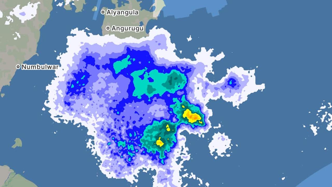 Satellite images show significant rainfall over the island. Picture: Arriki Aboriginal Corporation