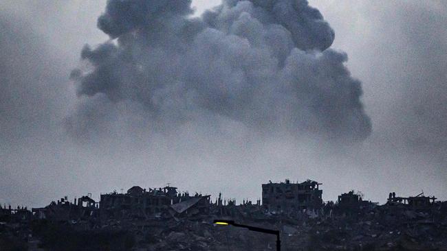 Smoke billowing after an Israeli strike on northern Gaza on November 23. Picture: AFP