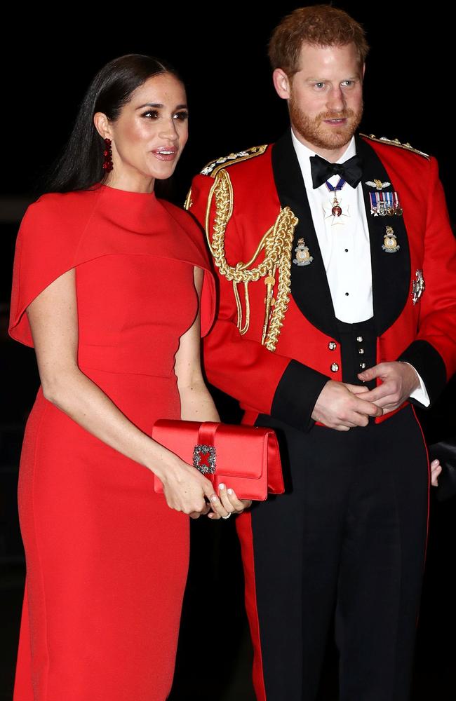 Meghan and Harry at the 2020 Mountbatten Festival of Music at the Royal Albert Hall in London shortly before leaving the UK for good. Picture: Simon Dawson/Pool/AFP