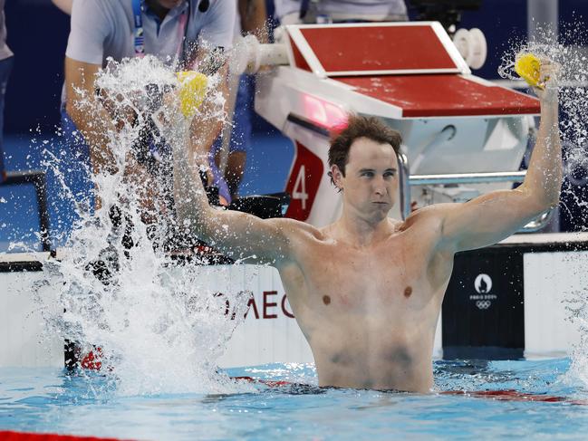 Cameron McEvoy celebrates his 50m freestyle victory. Pic: Michael Klein