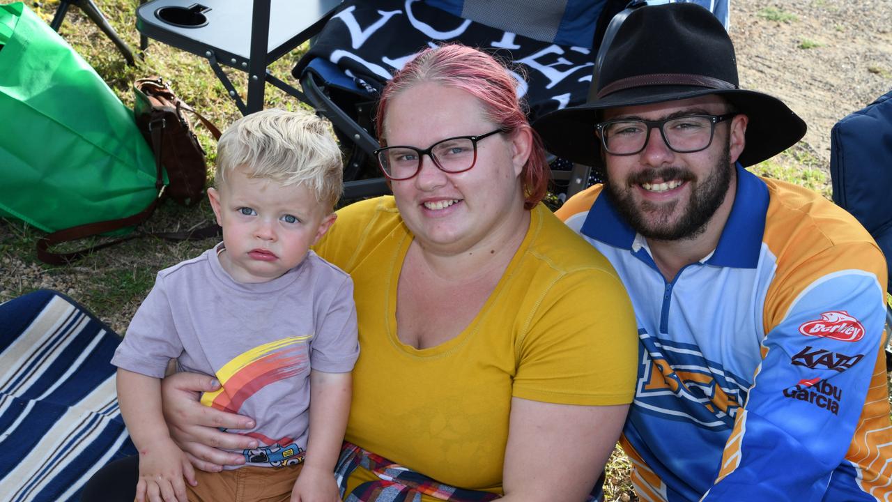 Mason and his parents Moesha and Matt Gourlay. Meatstock Festival at the Toowoomba show grounds. April 2022