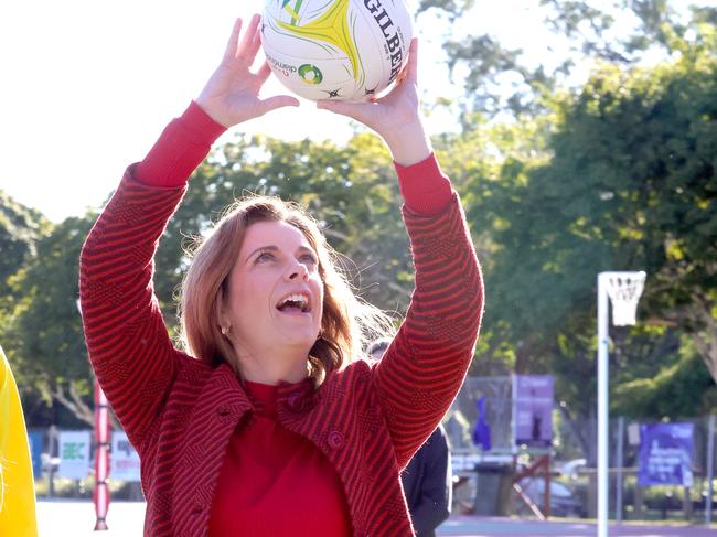 Anika Wells announcing funds for Netball Australia, Origin Australian Diamonds, Downey Park Netball Association, on Friday 7th June 2024 - Photo Steve Pohlner