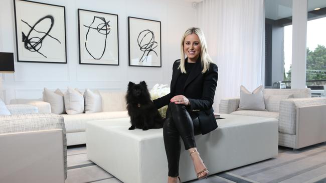 The PR queen with her dog Oreo at her home in Vaucluse.