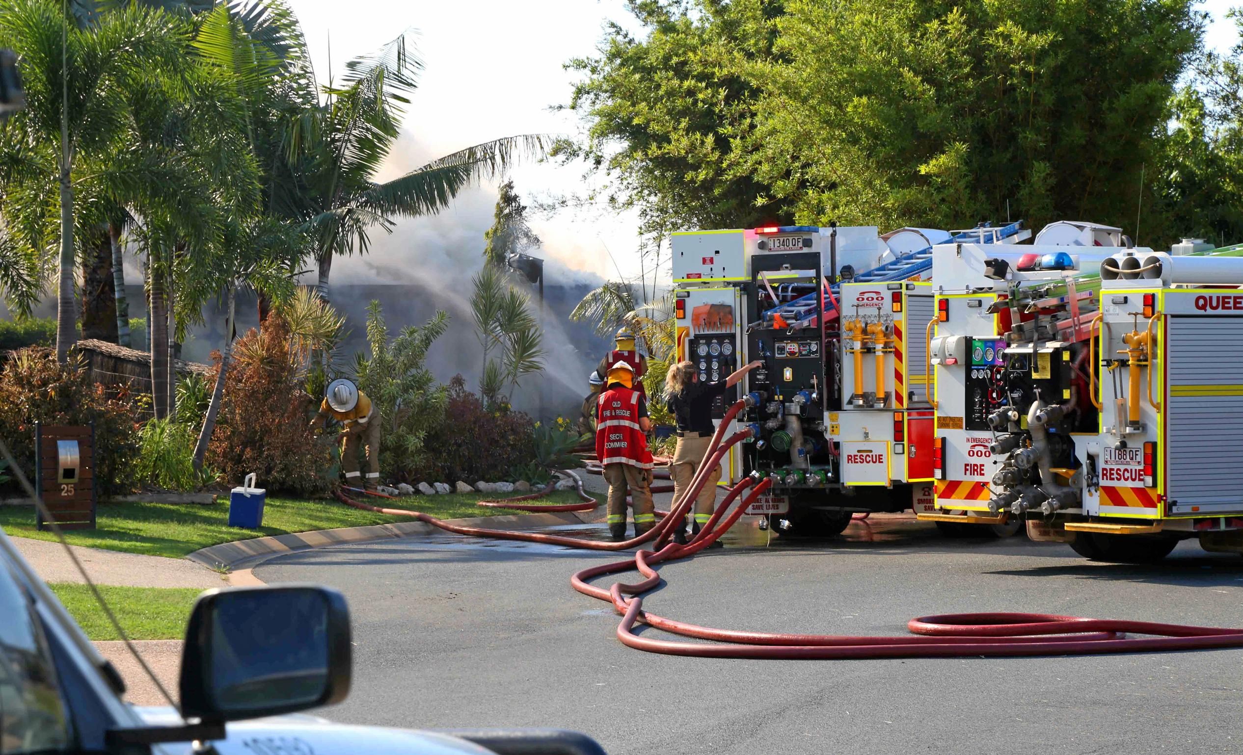 A house fire at Waite Creek Court in Cannonvale has been contained by the Queensland Fire and Rescue Service. Picture: PETER CARRUTHERS