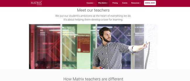 Matrix says its teachers and tutors have separate roles. Picture: Supplied