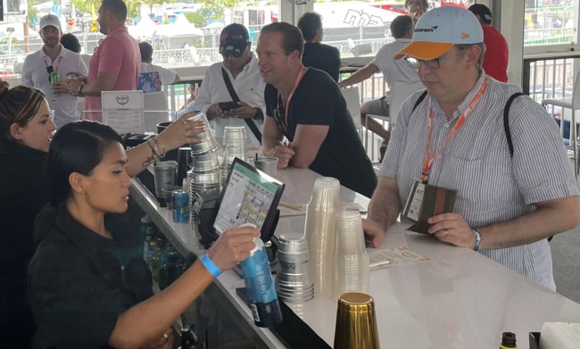 The MyVenue point of sale system in operation during the Miami Grand Prix. Picture: Supplied.