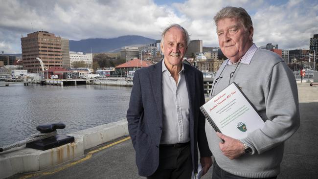 Yes AFL Team spokesperson Jim Wilkinson and Russell Hanson release the Hanson Report at Hobart. Picture: Chris Kidd