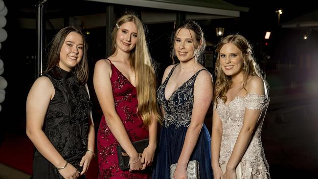 Formal for year 12 students from Emmanuel College. Erin Peters , Zoe Parzatka , Elissa Lott, Sophie Luvell . Picture: Jerad Williams