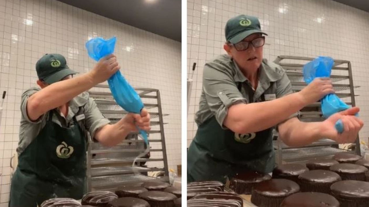 A worker's impressive icing technique went viral in 2021. Picture: TikTok