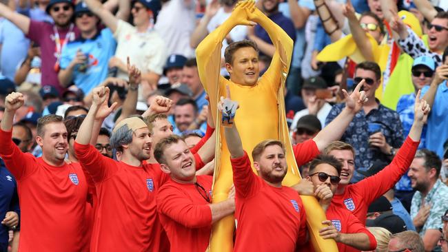 England fans come dressed as their entire 1966 soccer World Cup winning team. Of course.