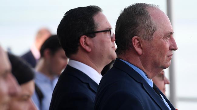 Nationals leader Barnaby Joyce at the 81st commemoration of the Bombing of Darwin at USS Peary Memorial. Picture: (A) manda Parkinson