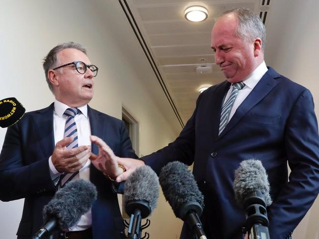 Labor MP oel Fitzgibbon and Nationals MP Barnaby Joyce. Picture: File