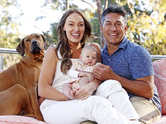 Jamie Durie and Ameka Jane with their daughter Beau and dog Luna last year. Picture: Tim Hunter