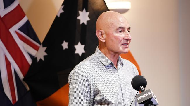 NT Chief Health Officer Hugh Heggie address the media on coronavirus. Picture Katrina Bridgeford.