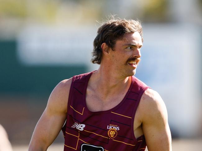 ADELAIDE, AUSTRALIA - APRIL 04: Joe Daniher of the Lions in action during a Brisbane Lions training session at Norwood Oval on April 04, 2024 in Adelaide, Australia. (Photo by Dylan Burns/AFL Photos via Getty Images)