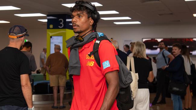 Lloyd Johnston as the Gold Coast Suns land in Darwin for their AFL double header. Picture: Pema Tamang Pakhrin