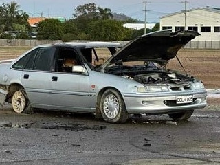 The pensioner's stolen Commodore was found burnt out in Hermit Park on Thursday. Picture: Facebook