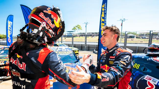 Broc Feeney insists there is no bad blood between he and teammate Shane van Gisbergen. Picture: Daniel Kalisz/Getty Images