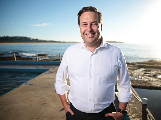 Federal MP Jason Falinski at Dee Why rock pool. Picture: Adam Yip