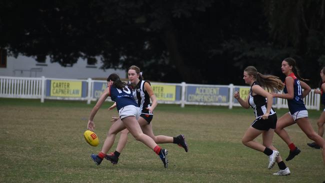 Under-17 Girls division 1 action between the Sherwood Magpies and Surfers Paradise Demons. Sunday May 14, 2023. Picture: Nick Tucker