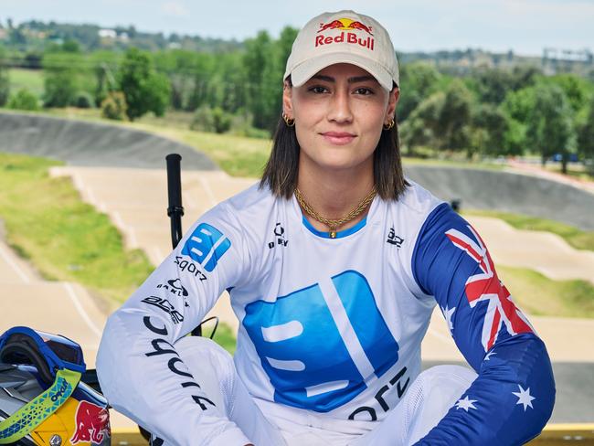 Saya Sakakibara poses for a portrait at Macarthur BMX Track in Camden, Australia on November 8, 2023. // Brett Hemmings / Red Bull Content Pool // SI202311230012 // Usage for editorial use only //