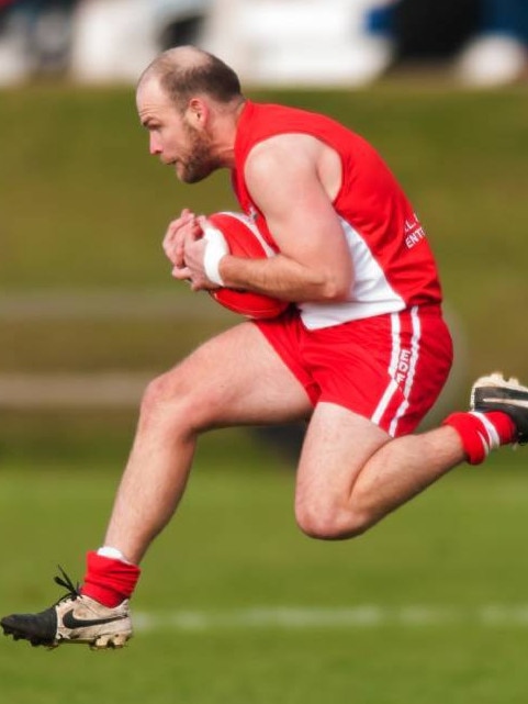 Nick Milbourne marks for the East Devonport Football Club. Picture: East Devonport FC