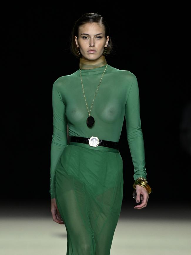 A model walks the runway during the Carla Zampatti Presented by Porsche show during Australian Fashion Week. Picture: Stefan Gosatti/Getty Images