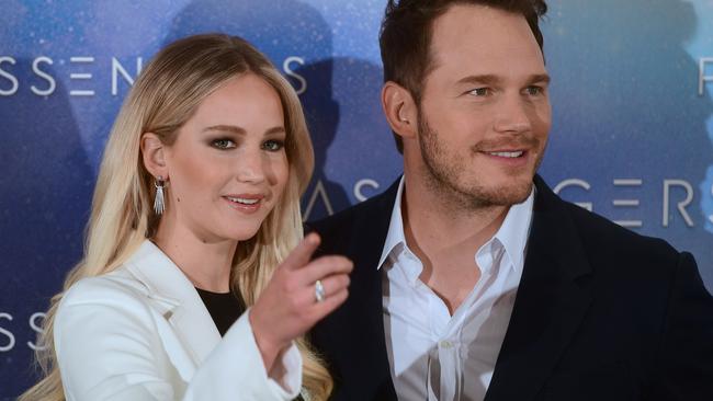 Jennifer Lawrence and Chris Pratt were the subject of unsubstantiated cheating rumours. Picture: AFP/Pierre-Philippe Marcou