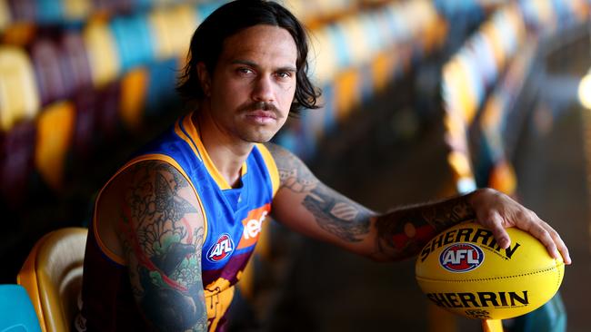 Allen Christensen poses during a Brisbane Lions AFL portrait session at The Gabba on August 13, 2019 in Brisbane, Australia. (Photo by Chris Hyde/Getty Images)