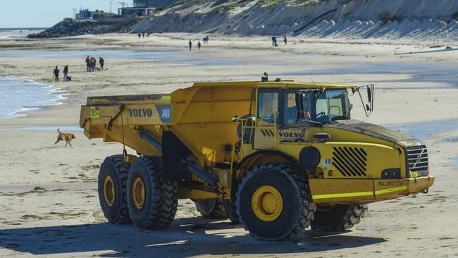 Sandcarting is one of the proposed options to combat erosion on Adelaide beaches. Picture: Roy VanDerVegt