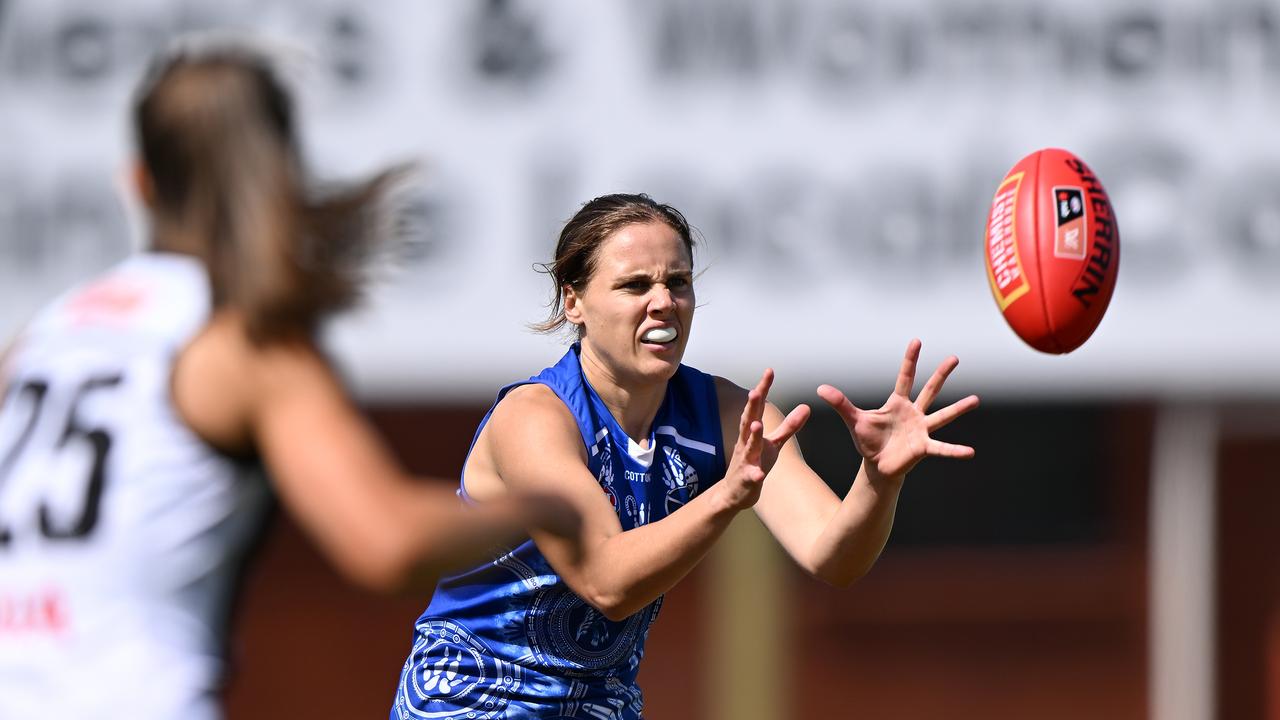 Jasmine Garner was the standout in North Melbourne’s win. Picture: Steve Bell/Getty Images