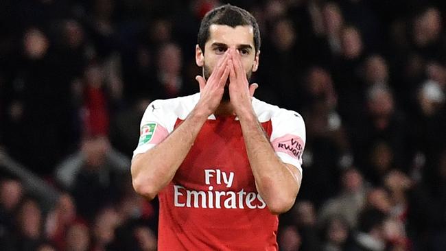 Arsenal's Armenian midfielder Henrikh Mkhitaryan won’t travel to Baku for the Europa League final. Picture: AFP