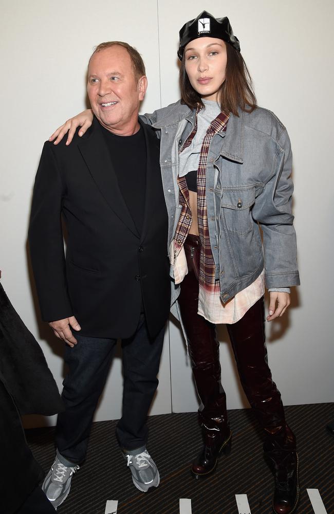 Designer Michael Kors and Bella Hadid backstage. Picture: Getty Images