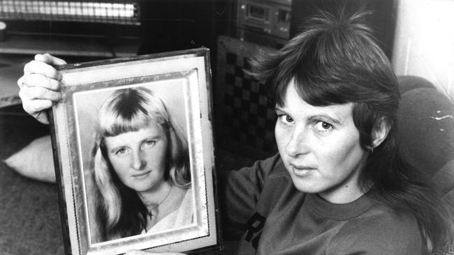 Noeleen Paltridge holds a picture of her mother, Winnis Mary Keane, who was gunned down by Clifford Bartholomew in 1971.