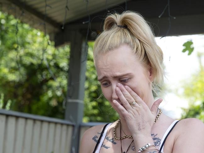 Jessikah Clark speaks to media of her and the family's heart break over the attack. Picture: Sarah Matray