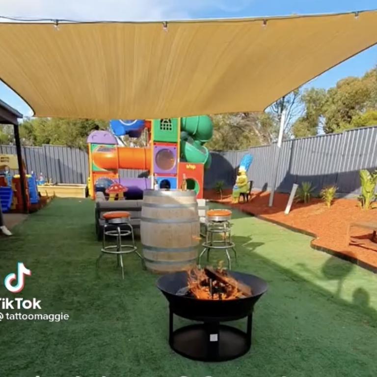 The family now have a lockdown oasis that’s gone viral on TikTok. Picture: TikTok/@tattoomaggie