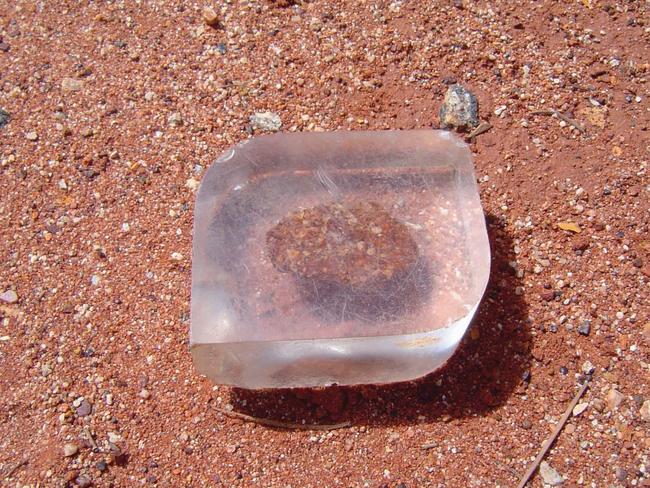 One of the “sorry rocks” posted back to Uluru-Kata Tjuta National Park. Picture: Jasmine Foxlee