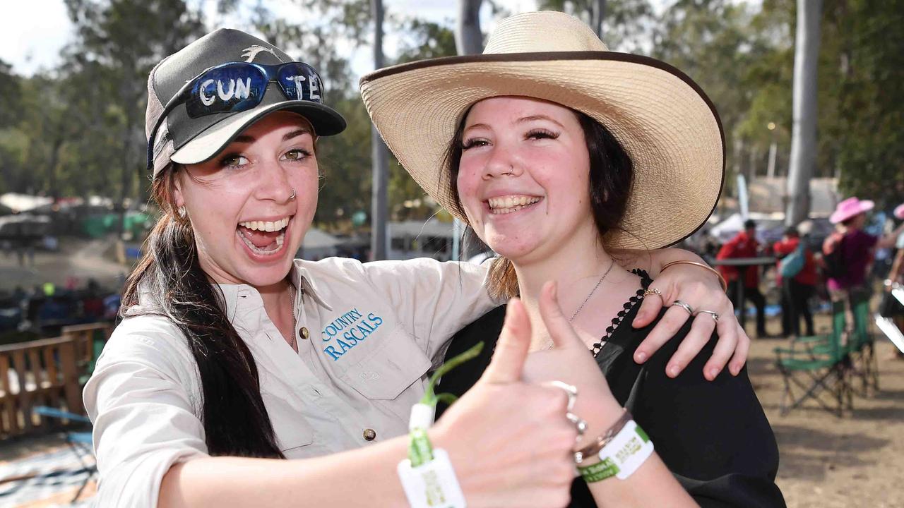 Kiara Thorley and Mackenzie Rylatt at Gympie Music Muster. Picture: Patrick Woods.